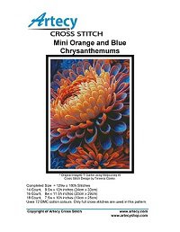 Artecy Cross Stitch - Mini Orange and Blue Chrysanthemums